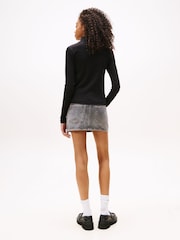 Tommy Jeans Black Mock Neck Long Sleeve Top - Image 3 of 6