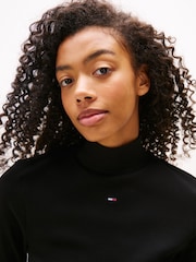Tommy Jeans Black Mock Neck Long Sleeve Top - Image 4 of 6