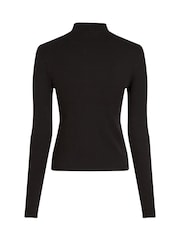 Tommy Jeans Black Mock Neck Long Sleeve Top - Image 6 of 6