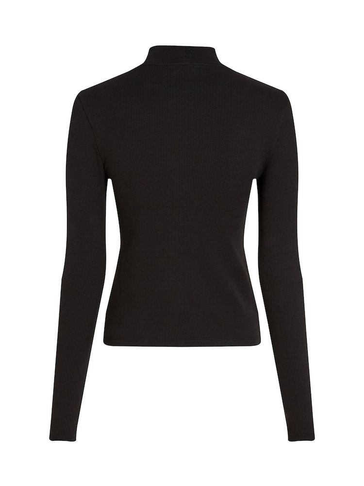 Tommy Jeans Black Mock Neck Long Sleeve Top - Image 6 of 6 Tommy Jeans Black Mock Neck Long Sleeve Top - Image 6 of 6