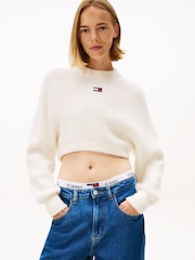 Tommy Jeans White Badge Boxy Jumper With Wool - Image 1 of 5