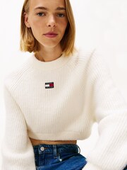 Tommy Jeans White Badge Boxy Jumper With Wool - Image 4 of 5
