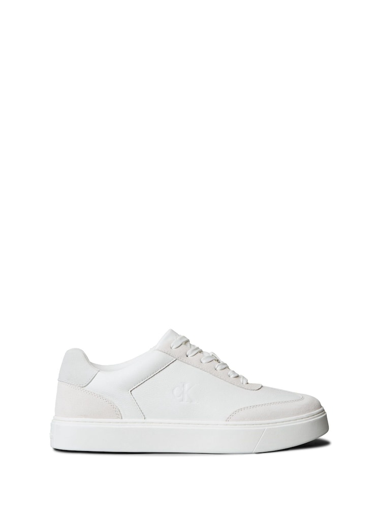 Calvin Klein White Cream Tumbled Leather Flexible Sole Trainers - Image 1 of 6 Calvin Klein White Cream Tumbled Leather Flexible Sole Trainers - Image 1 of 6