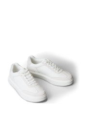 Calvin Klein White Cream Tumbled Leather Flexible Sole Trainers - Image 3 of 6