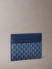 Calvin Klein Blue Allover Monogram Logo Card Holder - Image 2 of 4