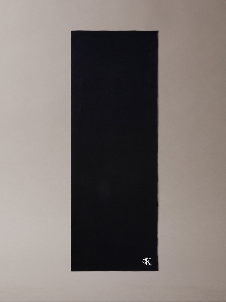 Calvin Klein Black Signature Logo Scarf - Image 1 of 3 Calvin Klein Black Signature Logo Scarf - Image 1 of 3