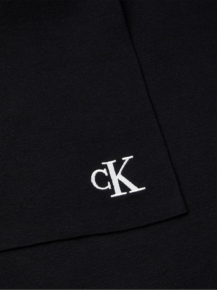 Calvin Klein Black Signature Logo Scarf - Image 3 of 3 Calvin Klein Black Signature Logo Scarf - Image 3 of 3