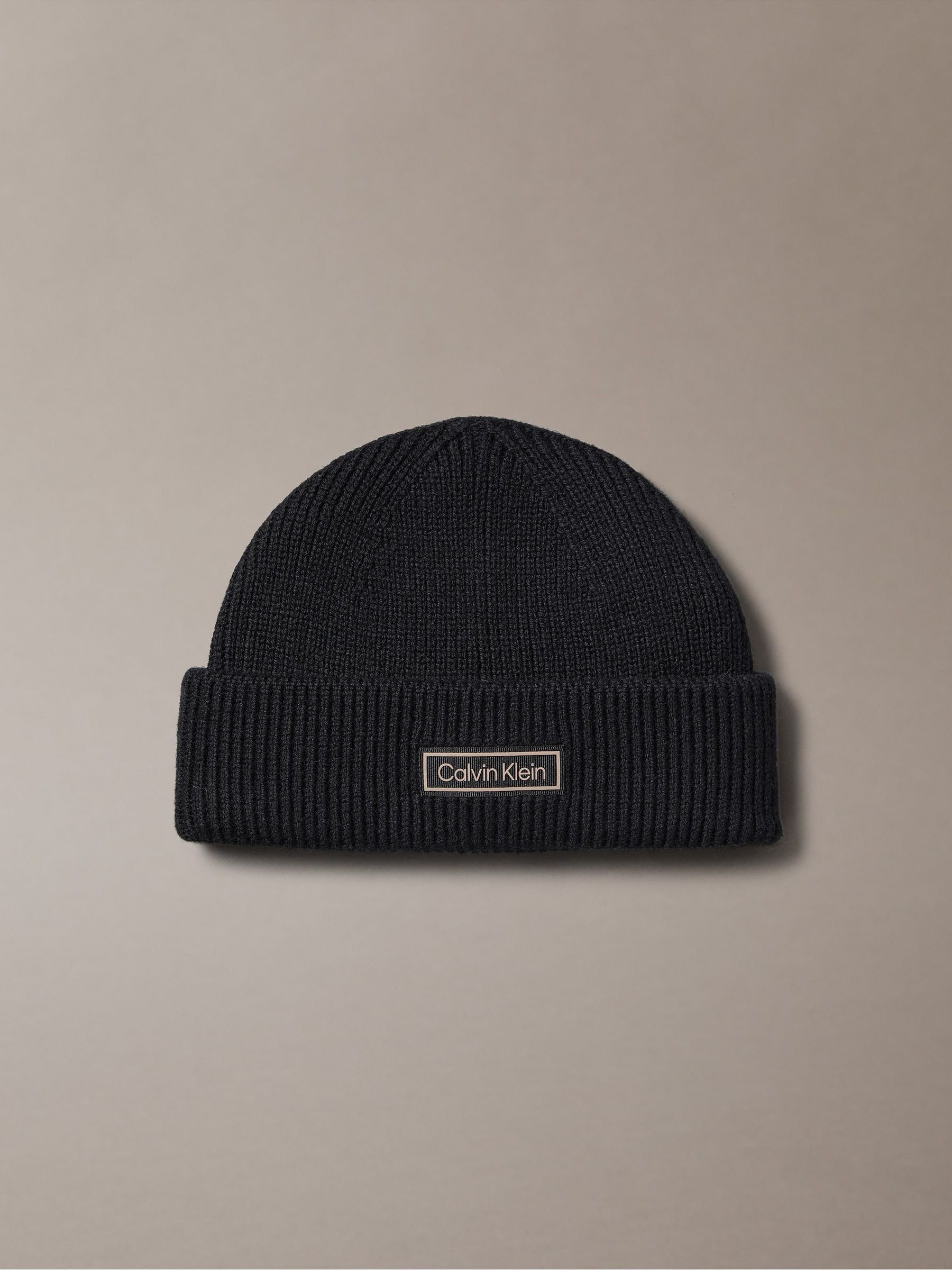 Buy Calvin Klein Black Wool Cashmere Blend Fisherman Beanie from