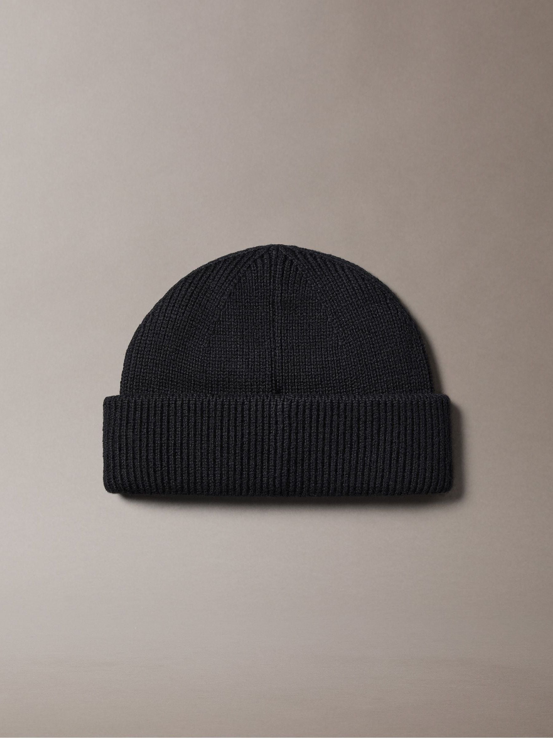 Buy Calvin Klein Black Wool Cashmere Blend Fisherman Beanie from