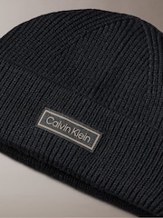 Negro - Calvin Klein Wool Cashmere Blend Fisherman Beanie - Imagen 3 de 3