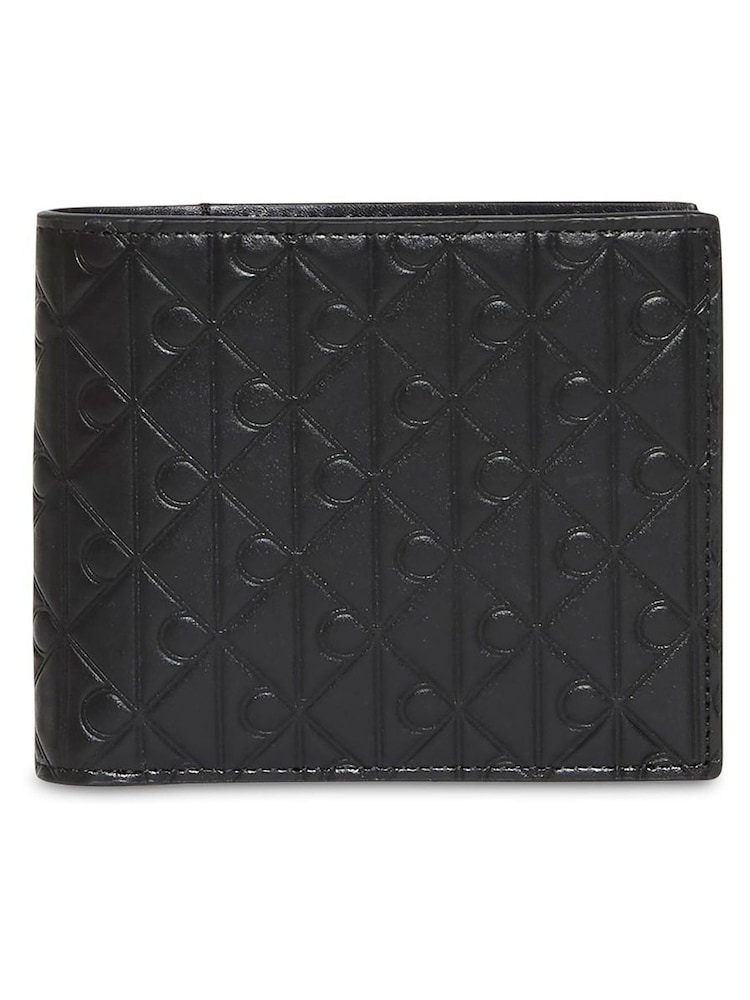 Calvin Klein Black Embossed Allover Monogram Bifold Wallet with Coin Pouch - Image 1 of 1