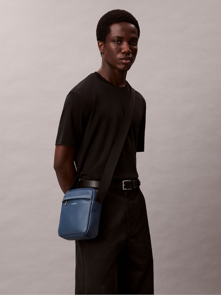 Calvin Klein Blue Micro Pebble Reporter Bag - Image 5 of 5