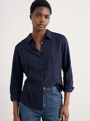 Seasalt Cornwall Blue Isla Cotton Shirt - Image 1 of 5