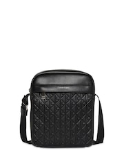 Calvin Klein Black Embossed Allover Monogram Reporter Bag - Image 1 of 2