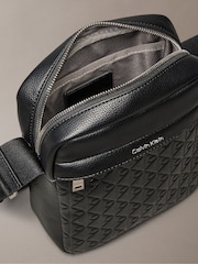 Calvin Klein Black Embossed Allover Monogram Reporter Bag - Image 2 of 2