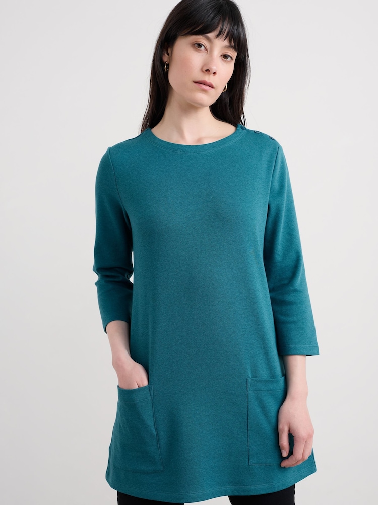 Seasalt Cornwall Blue Tall Waves Jersey Tunic - Image 1 of 5