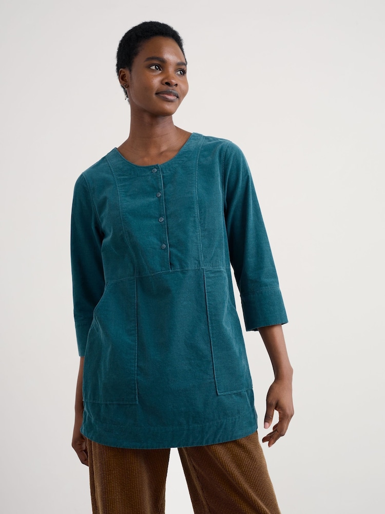 Seasalt Cornwall Blue Beachscape Cotton Tunic - Image 1 of 5
