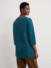 Seasalt Cornwall Blue Beachscape Cotton Tunic - Image 2 of 5
