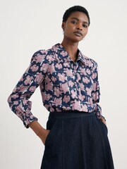 Seasalt Cornwall Blue Ysella V-Neck Collared Top - Image 1 of 5