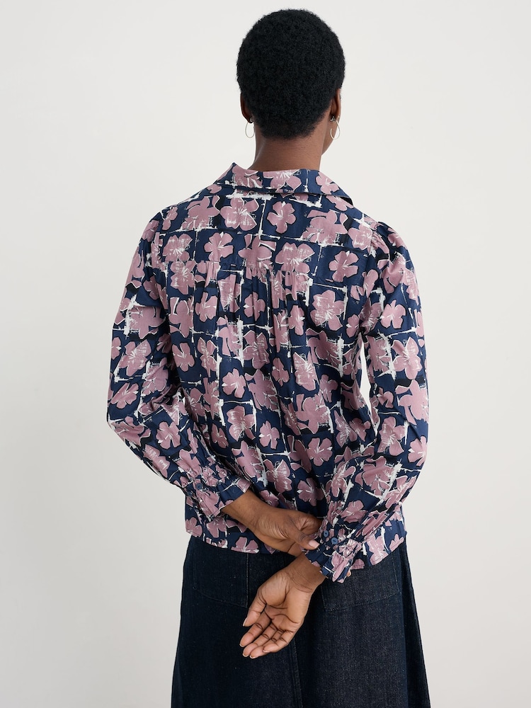 Seasalt Cornwall Blue Ysella V-Neck Collared Top - Image 2 of 5