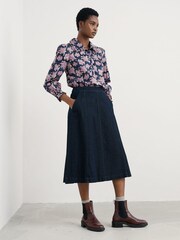 Seasalt Cornwall Blue Ysella V-Neck Collared Top - Image 3 of 5