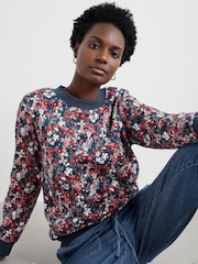 Seasalt Cornwall Pink Bright Wave Printed Cotton  Sweatshirt - Image 1 of 5
