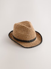 Natural Straw Look Trilby Hat - Image 1 of 3