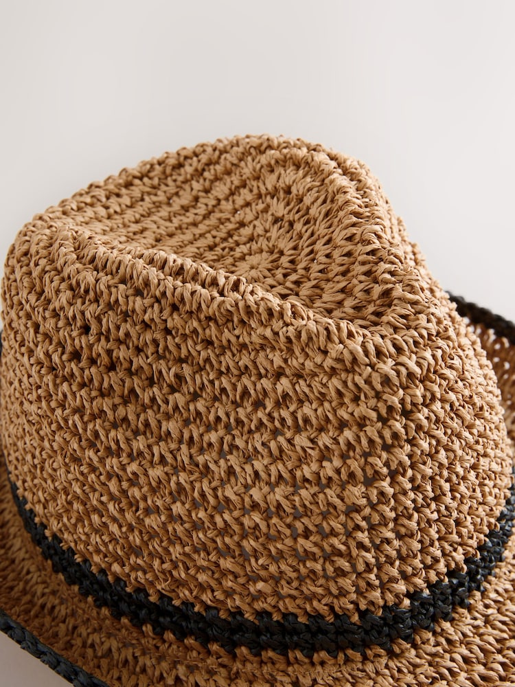 Natural Straw Look Trilby Hat - Image 3 of 3