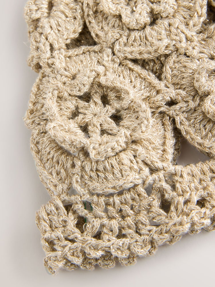 Gold Sparkle Crochet Knitted Hat - Image 2 of 3