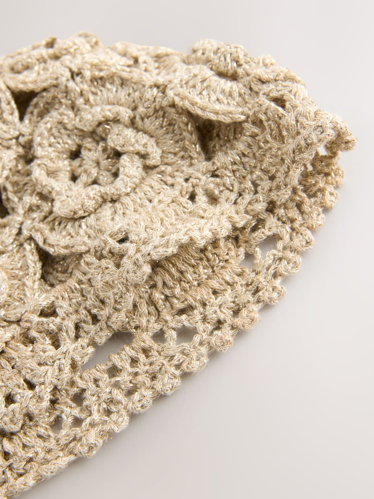 Gold Sparkle Crochet Knitted Hat - Image 3 of 3