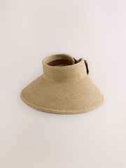 Natural Packable Bow Detail Visor Hat - Image 1 of 3