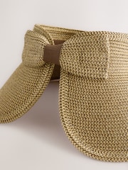 Natural Packable Bow Detail Visor Hat - Image 2 of 3