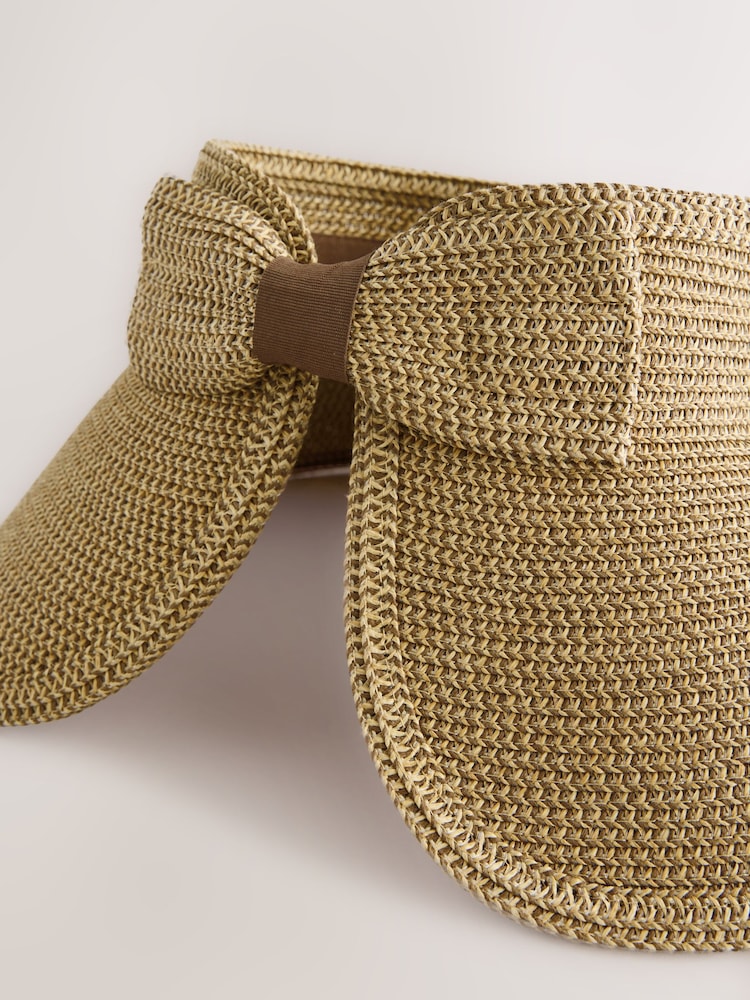 Natural Packable Bow Detail Visor Hat - Image 2 of 3