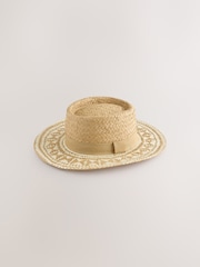 Natural Aztec Boater Hat - Image 4 of 6