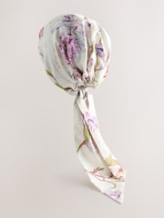 Ecru Floral Pre Tied Headscarf - Image 2 of 4