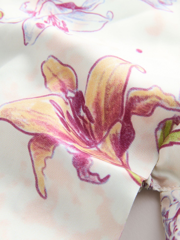 Ecru Floral Pre Tied Headscarf - Image 4 of 4