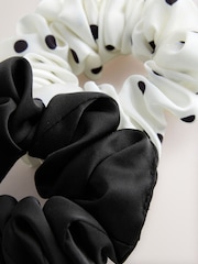 ブラック /ホワイト 水玉 - オーバーサイズ シュシュ 2 個組 - 画像 4 / 5