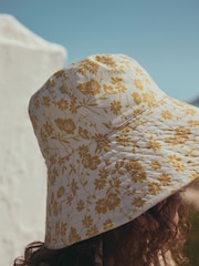Orange Floral Oversized Bucket Hat - Image 4 of 7