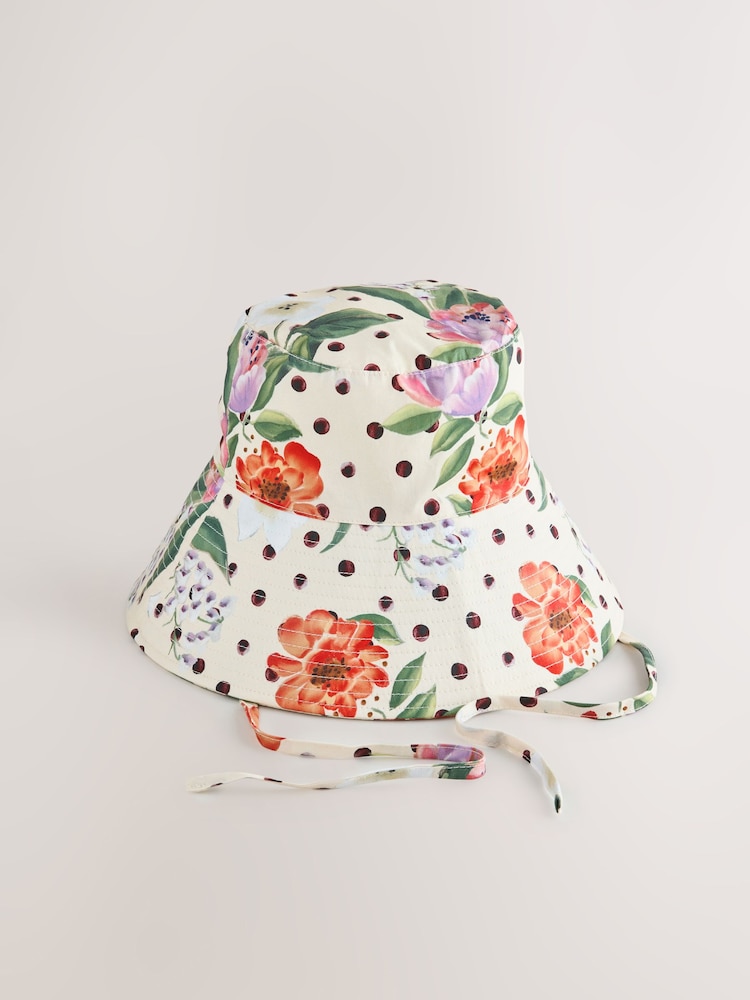 Polka Dot Floral Oversized Bucket Hat - Image 1 of 3