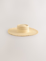 Natur - Floppy-Hut aus Raffia mit ausgefranster Kante - Bild 4 von 6