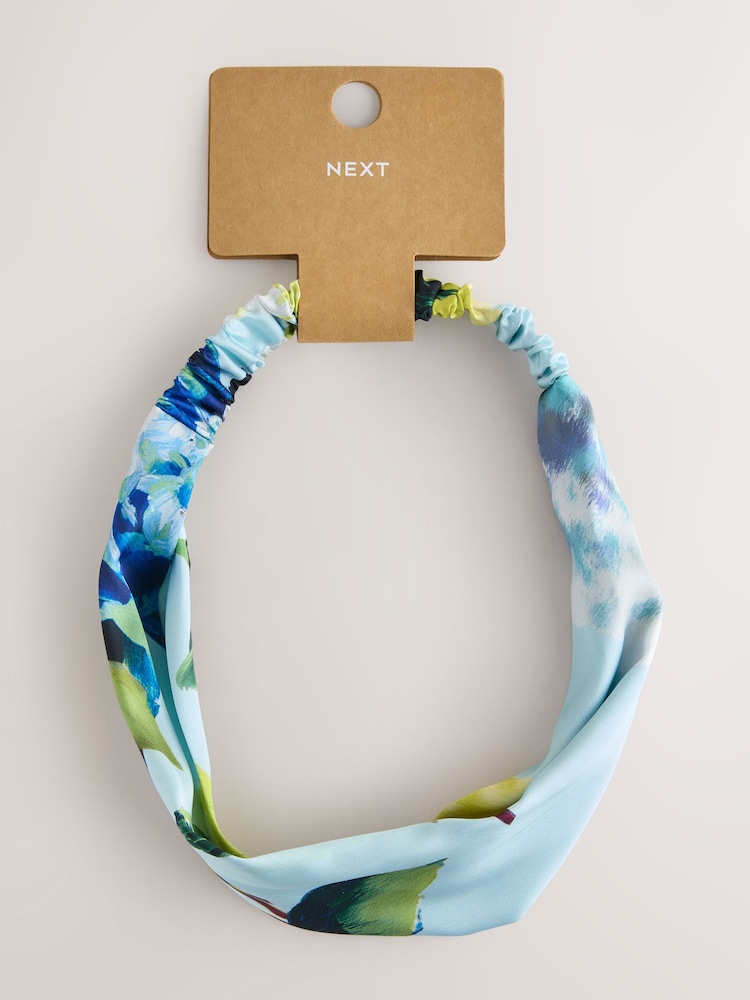 Blue Floral Twist Detail Headband - Image 2 of 4