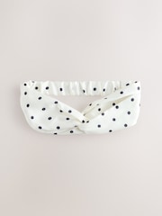 Black/Ecru Polka Dot Twist Detail Headband - Image 1 of 3