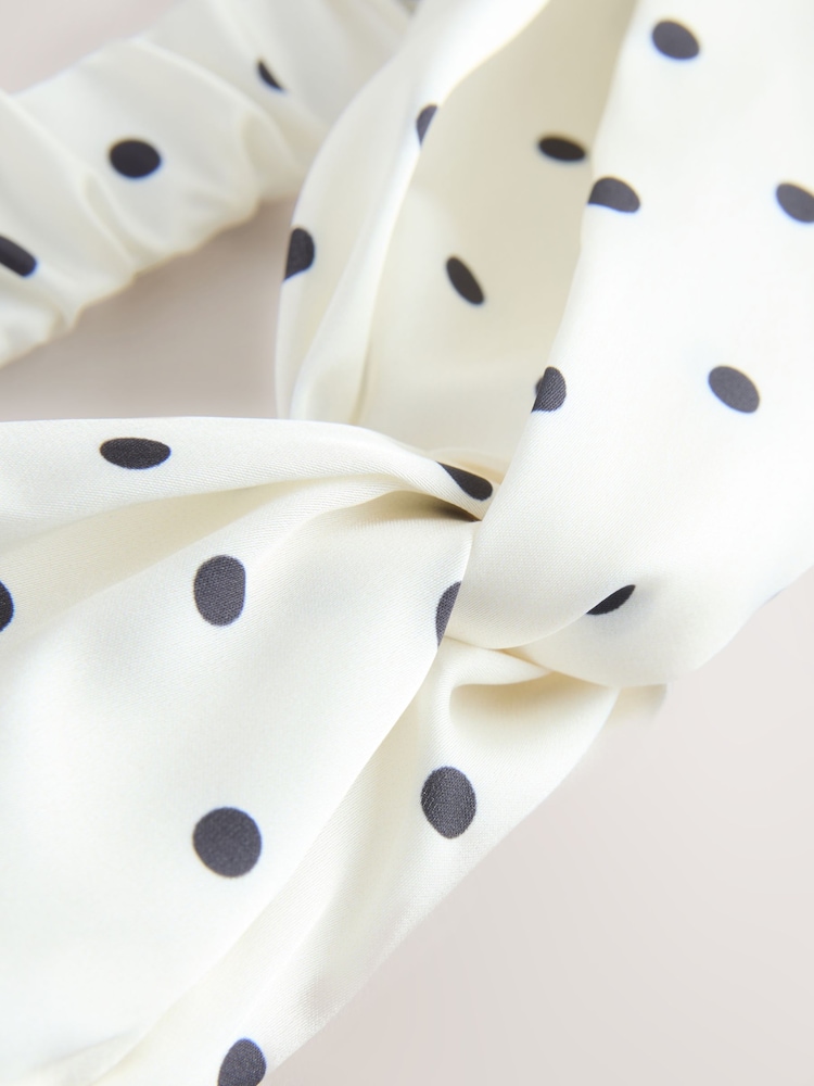 Black/Ecru Polka Dot Twist Detail Headband - Image 2 of 3