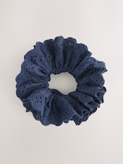 Navy Broderie Scrunchie - Image 1 of 3