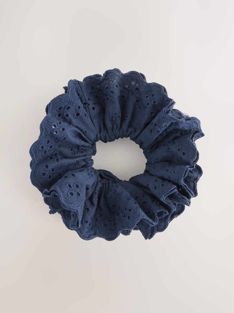 Navy Broderie Scrunchie - Image 1 of 3