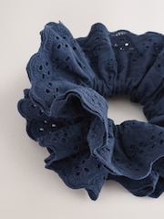 Navy Broderie Scrunchie - Image 5 of 5