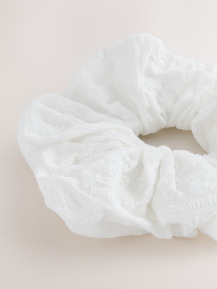 Black/White Broderie Scrunchie - Image 2 of 3