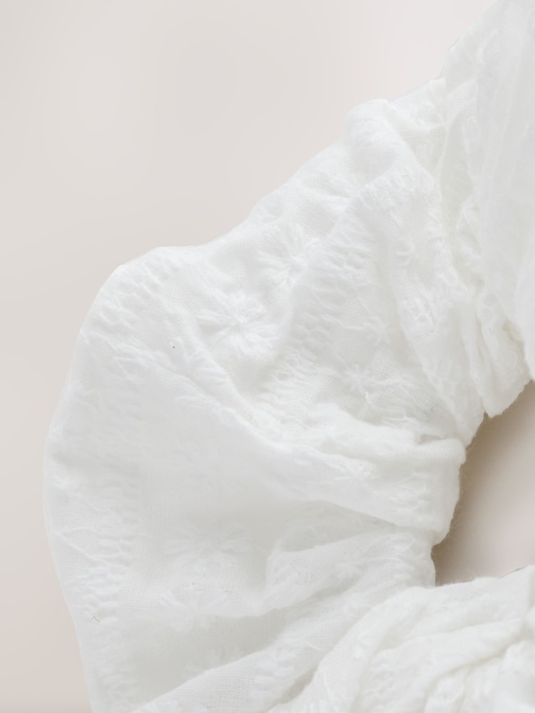 Black/White Broderie Scrunchie - Image 5 of 5 Black/White Broderie Scrunchie - Image 5 of 5