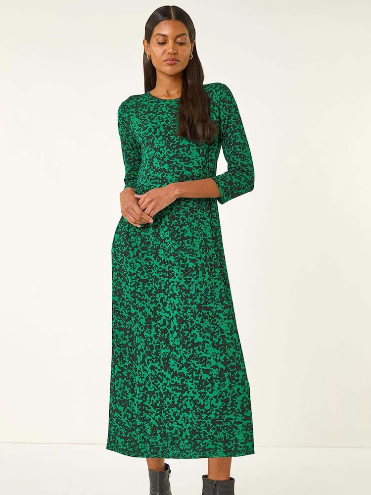 Roman Green Abstract Pocket Midi Dress - Image 1 of 5 Roman Green Abstract Pocket Midi Dress - Image 1 of 5