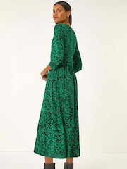 Roman Green Abstract Pocket Midi Dress - Image 3 of 5